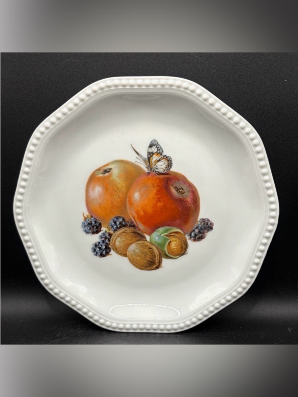Rosenthal Bavaria Vintage Porcelain Butterfly Insect Fruit Plate Dish Farmhouse
